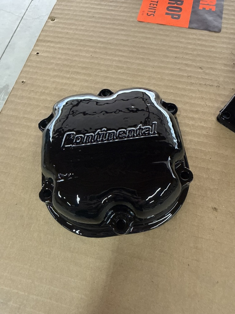 Freshly painted Continental valve cover, glossy finish